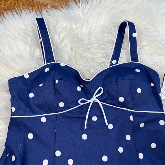 R&K Originals NWT Blue Polka Dot PETITE Sun Dress - Picture 3 of 13